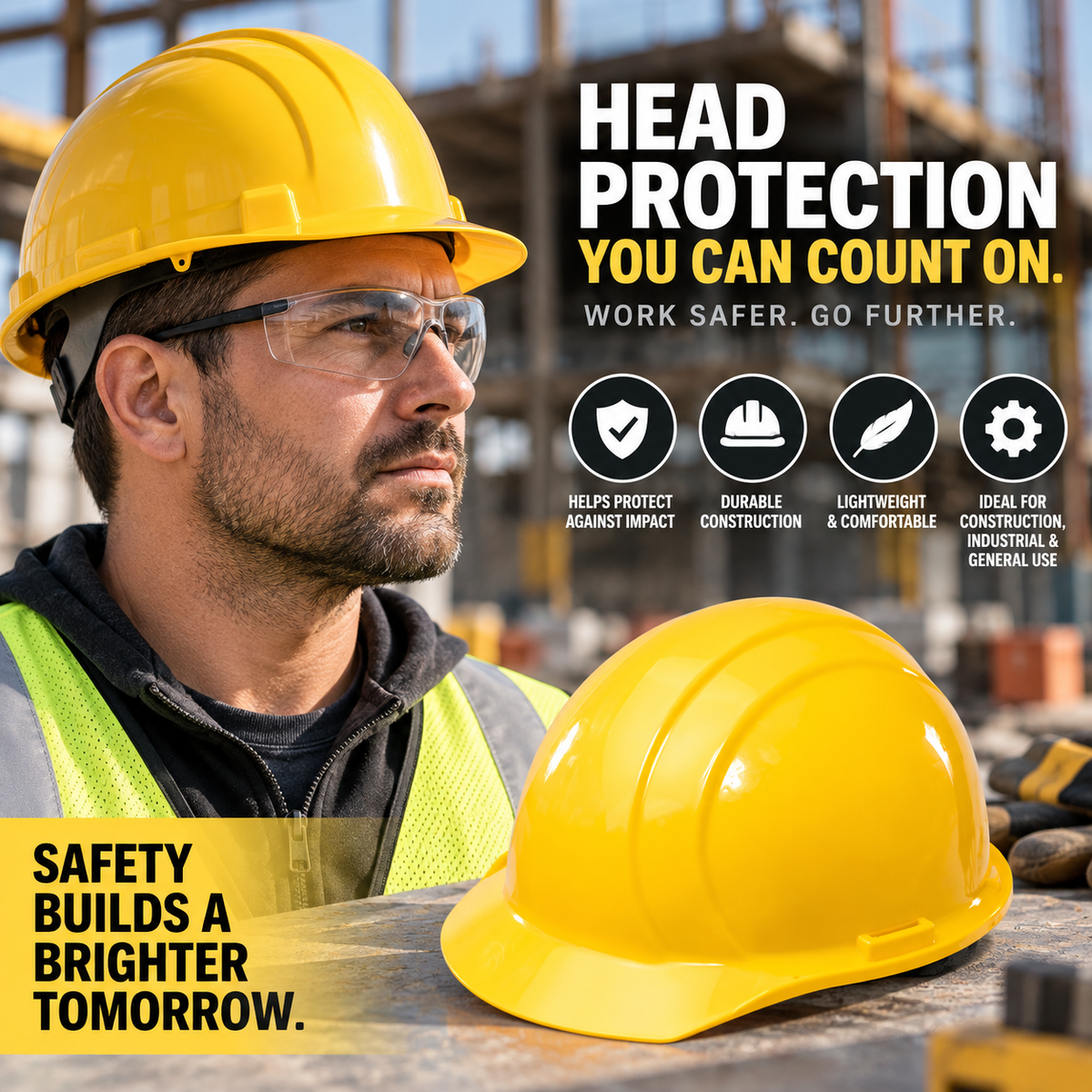 ERB / Deltaplus Americana Cap Style Hard Hat, 4-Point Pinlock (Yellow/White)