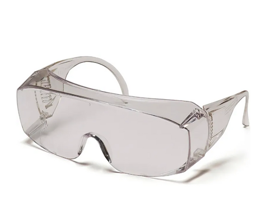 Solo Eyewear Jumbo Safety Glasses, Clear Lens/Frame (OTG Visitor Spectacles)