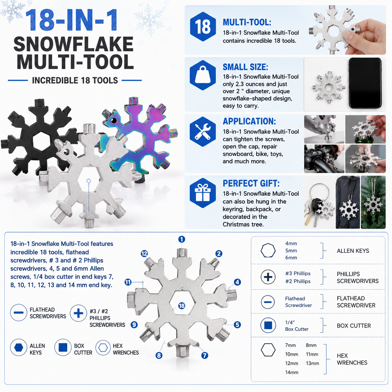 18 in 1 Snowflake Multi-Tool Screwdriver