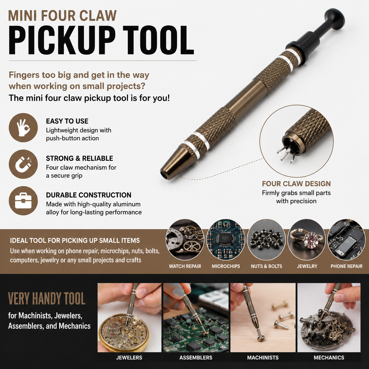 Mini Four Claw Pickup Tool