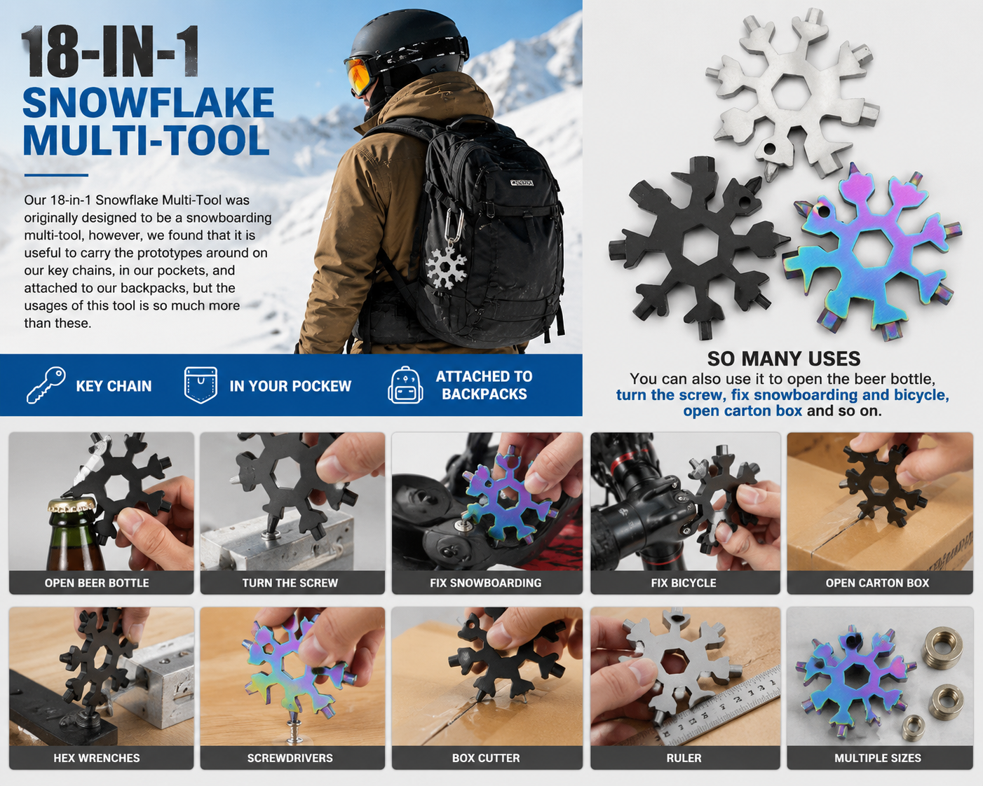 18 in 1 Snowflake Multi-Tool Screwdriver
