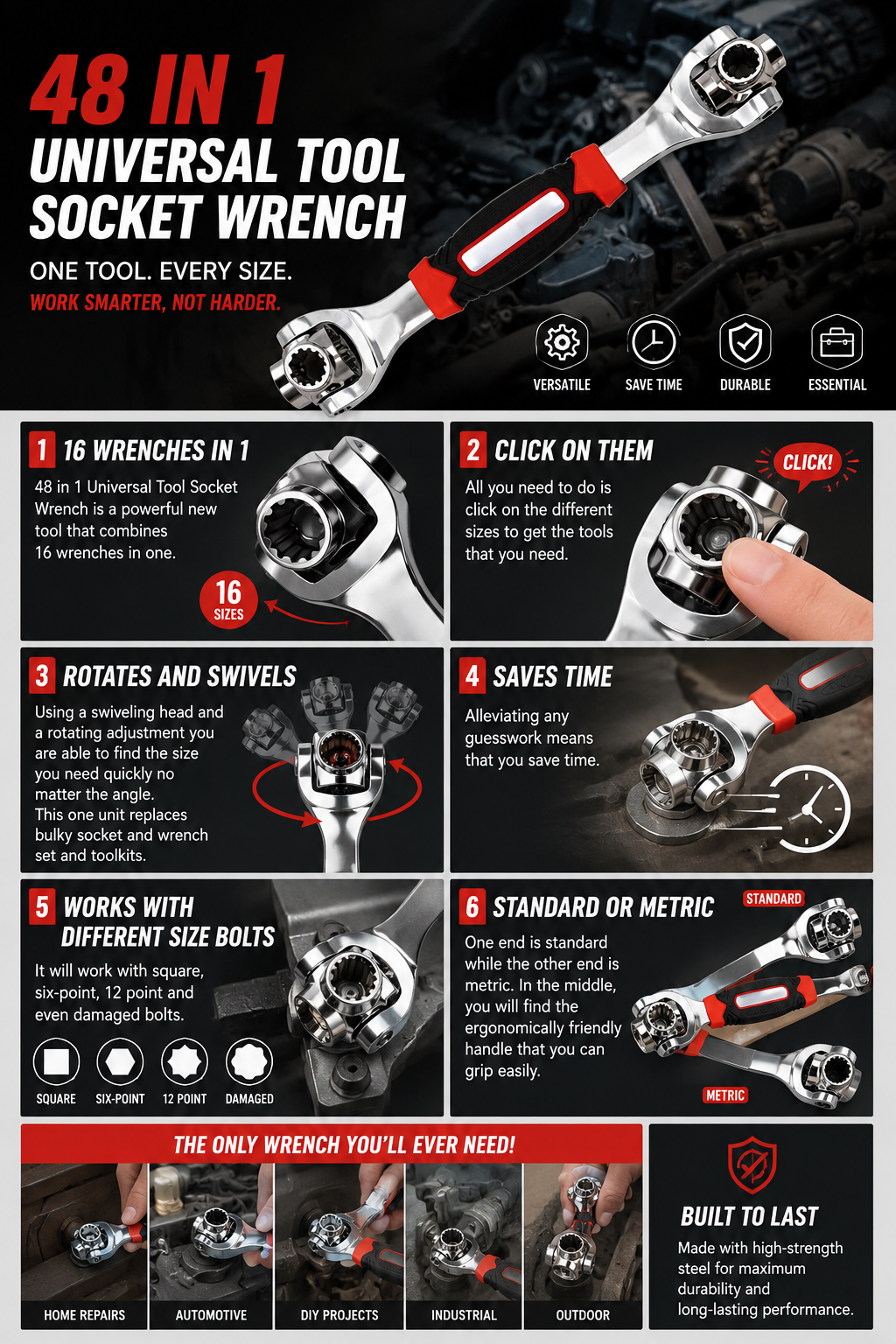 (48 in 1) Universal Socket Wrench
