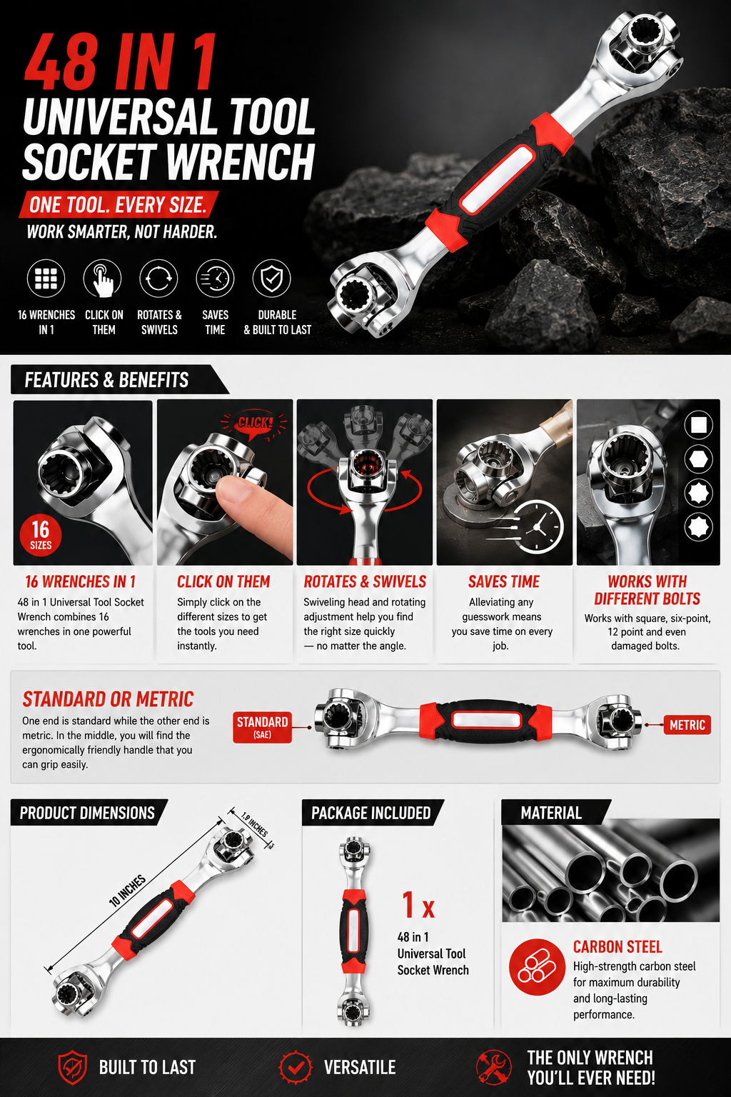 (48 in 1) Universal Socket Wrench